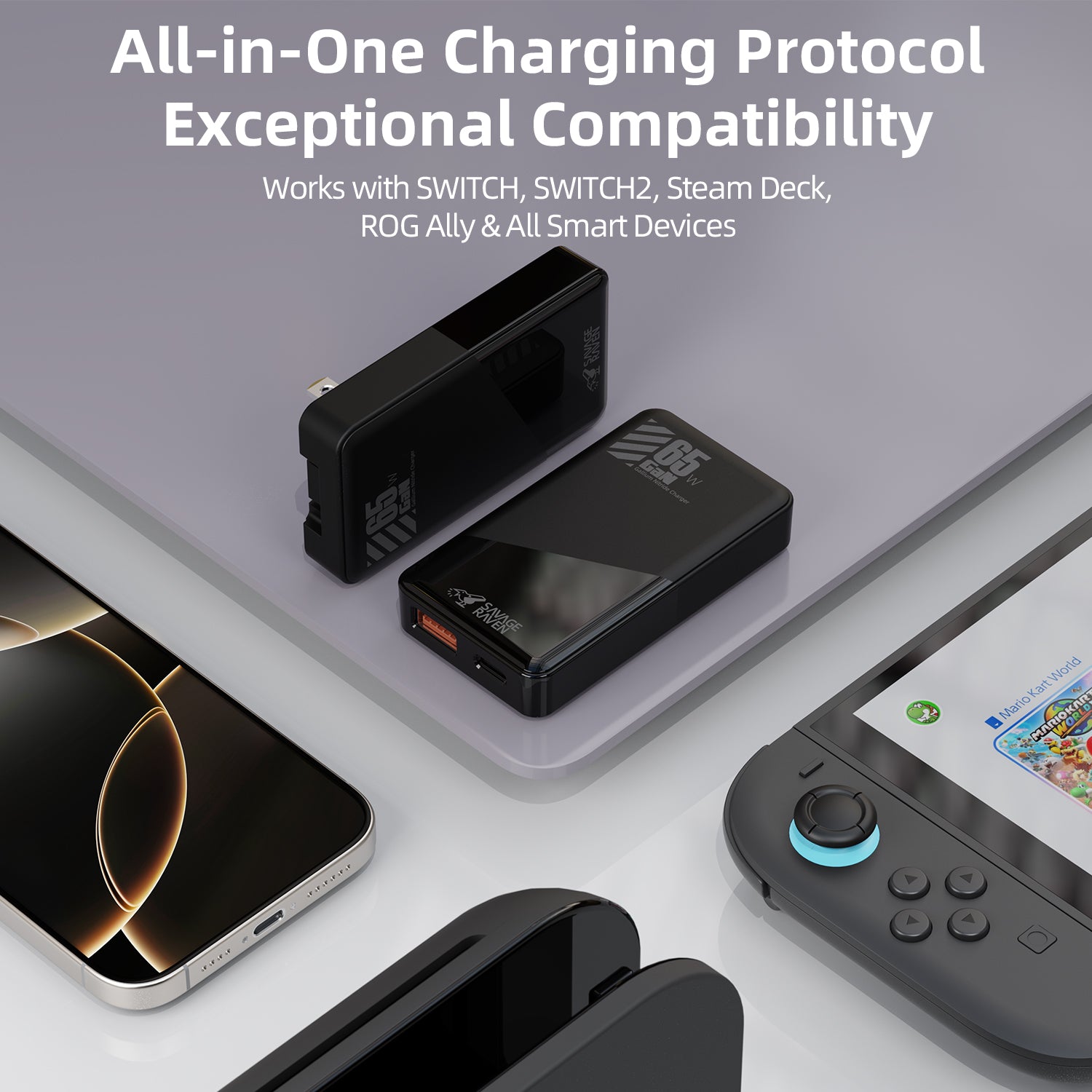 Savage Raven by Skull & Co. 65W GaN Power Adapter for Nintendo SWITCH2