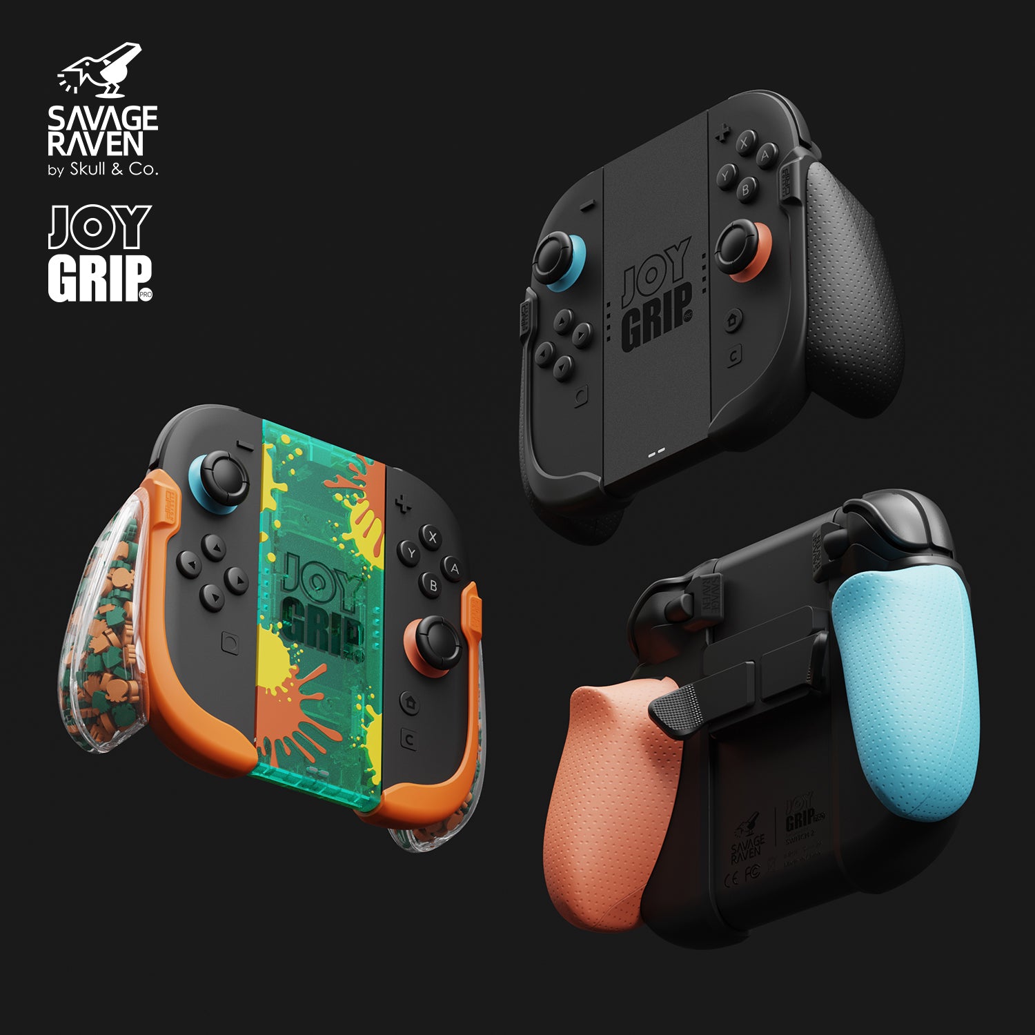 Savage Raven by Skull & Co. JoyGrip Pro: Joy-Con Back-Button Charging
