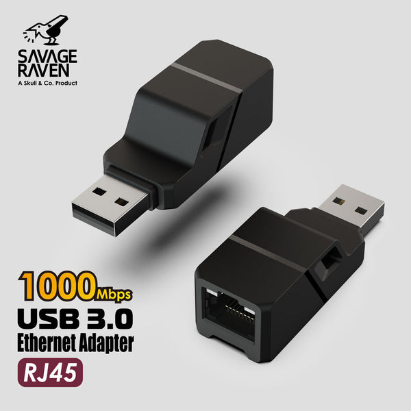 Savage Raven by Skull & Co. USB 3.0 to RJ45 Driver-Free Gigabit Ethernet Adapter for Laptop/SteamDock/Jumpgate